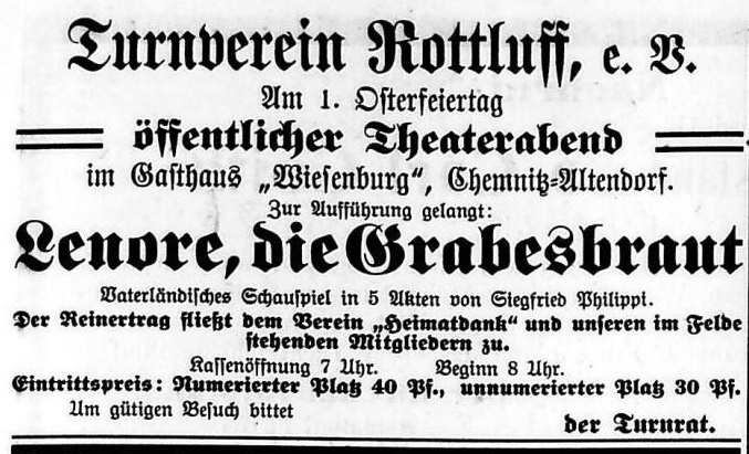 1916 Wochenblatt fr Reichenbrand Siegmar Neustadt Rabenstein u