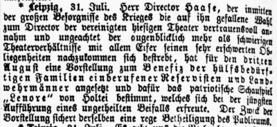 1870 Leipziger Tageblatt und Anzeiger  01.08.