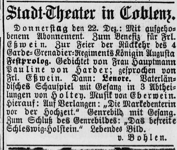 1864 Coblenzer Tageblatt 22.12.
