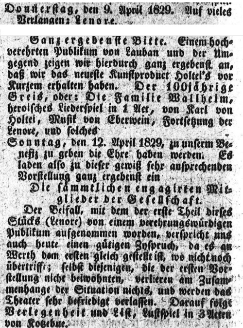 1829 Wöchentlicher Anzeiger eine gemeinnützige unterhaltende Wochenschrift für Lauban 04.04.