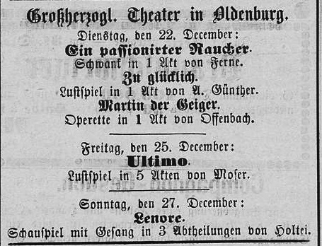 1874 Nachrichten fr Stadt und Land  Oldenburger Zeitung fr Volk und Heimat 22.12.