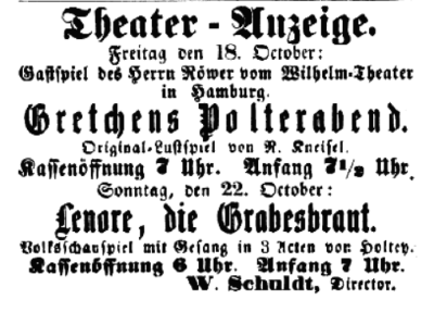 1882 Wchentliche Anzeigen fr das Frstenthum Ratzeburg 20.10.